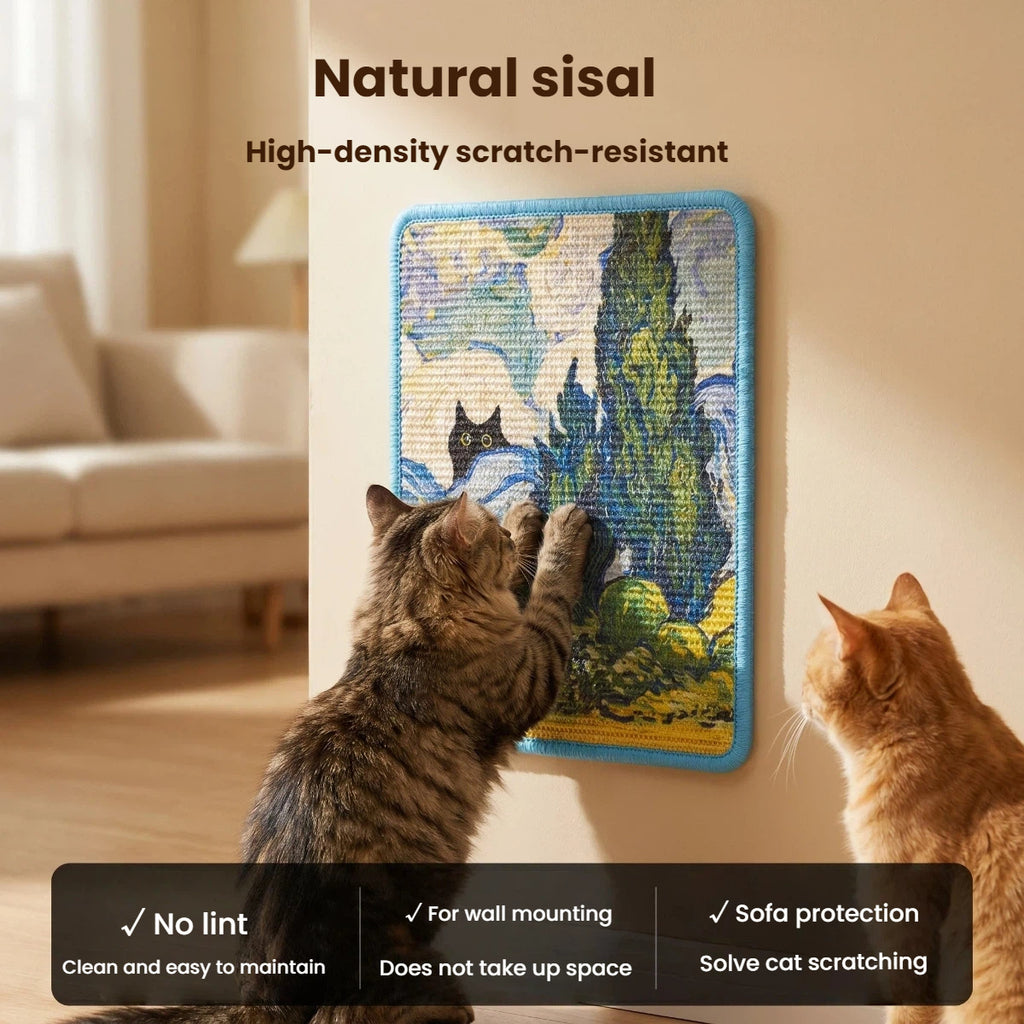 Cats Scratch Board Jute Vertical Wall-Mounted Cat Scratcher Durable Non-Shedding Pet Cat Claw Board