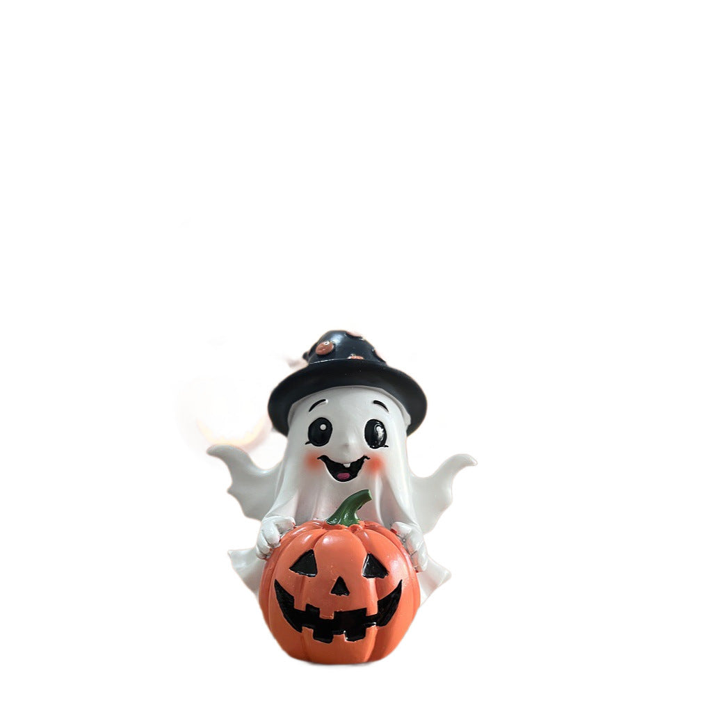 Halloween Ghost Pumpkin Resin Decoration Creative Design Halloween Desk Ornament