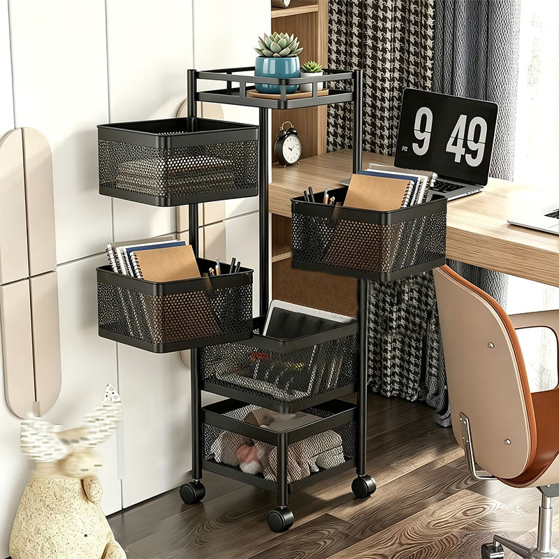 360° Rotating Storage Rack Kitchen Organizer Vegetable Basket Removable Cart Trolley Shelf 94cm