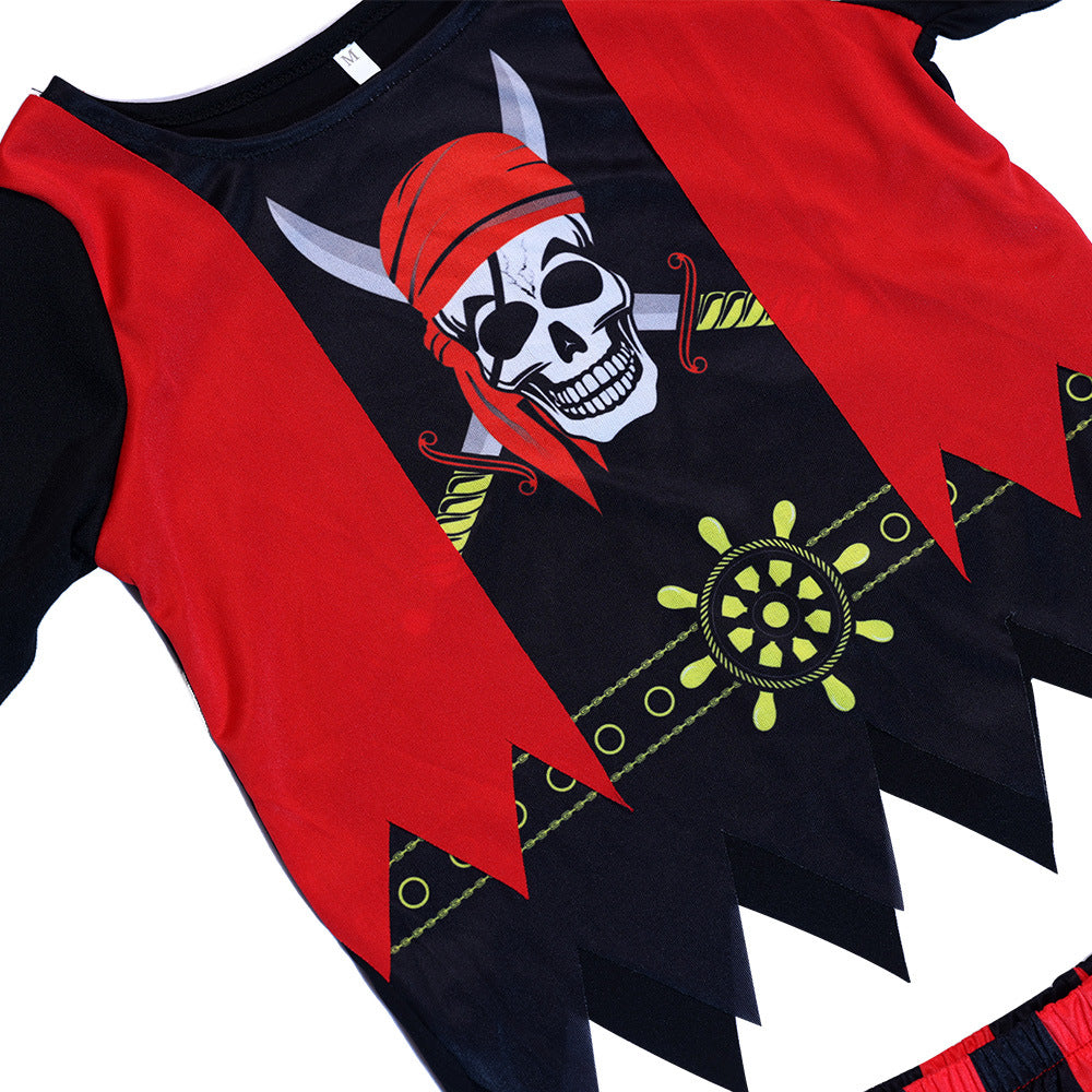 Halloween Kids Caribbean Pirate Costume Halloween Party Captain Outfit