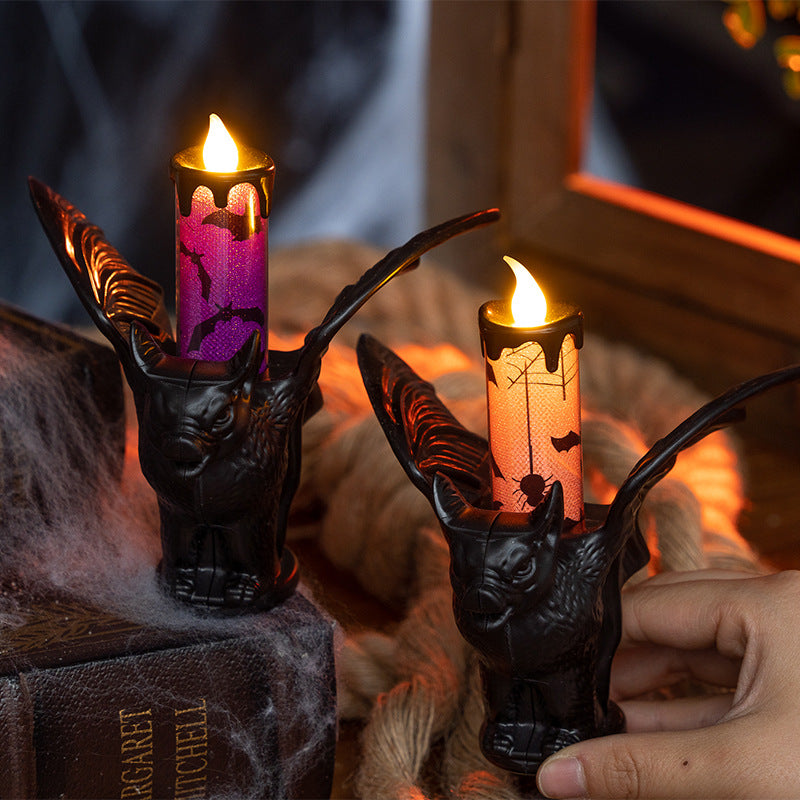 Halloween Decorative Candle Night Light, Halloween Decoration Prop, Candle Holder Ornament, LED Electronic Candle, Party Prop