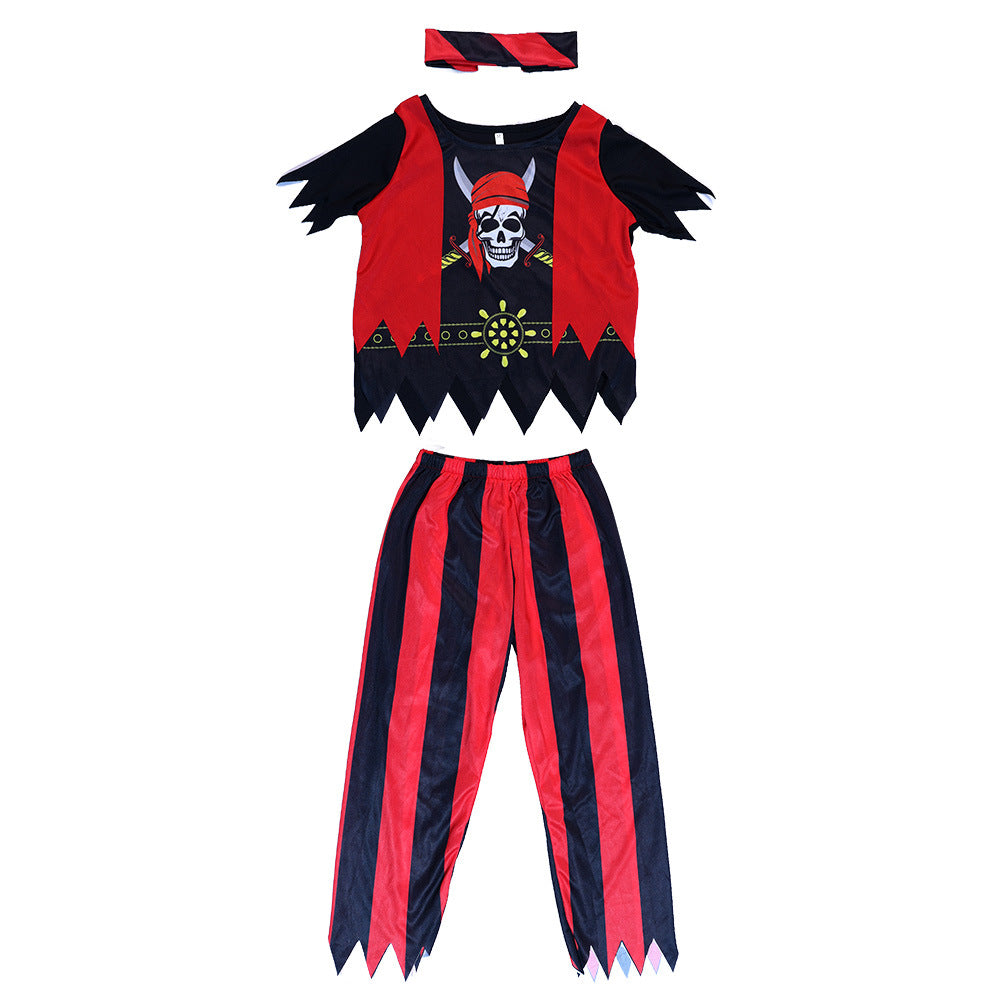 Halloween Kids Caribbean Pirate Costume Halloween Party Captain Outfit
