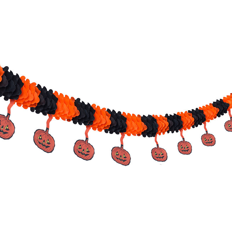 Halloween Decorative Pumpkin Honeycomb Pull Flowers Halloween Party Decor Props Spooky Atmosphere Scene Decoration
