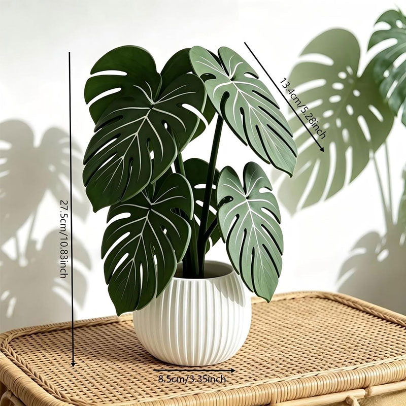 Monstera Leaf 3D Printed Coasters, Non-Slip Anti-Scald Plant Drink Mats, Tropical Desk Bar Kitchen Decor