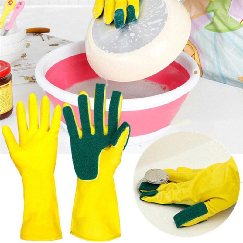 2PCS Multifunction Silicone Cleaning Gloves Magic Silicone Dish Washing Gloves For Kitchen Household Silicone Dishwashing Gloves